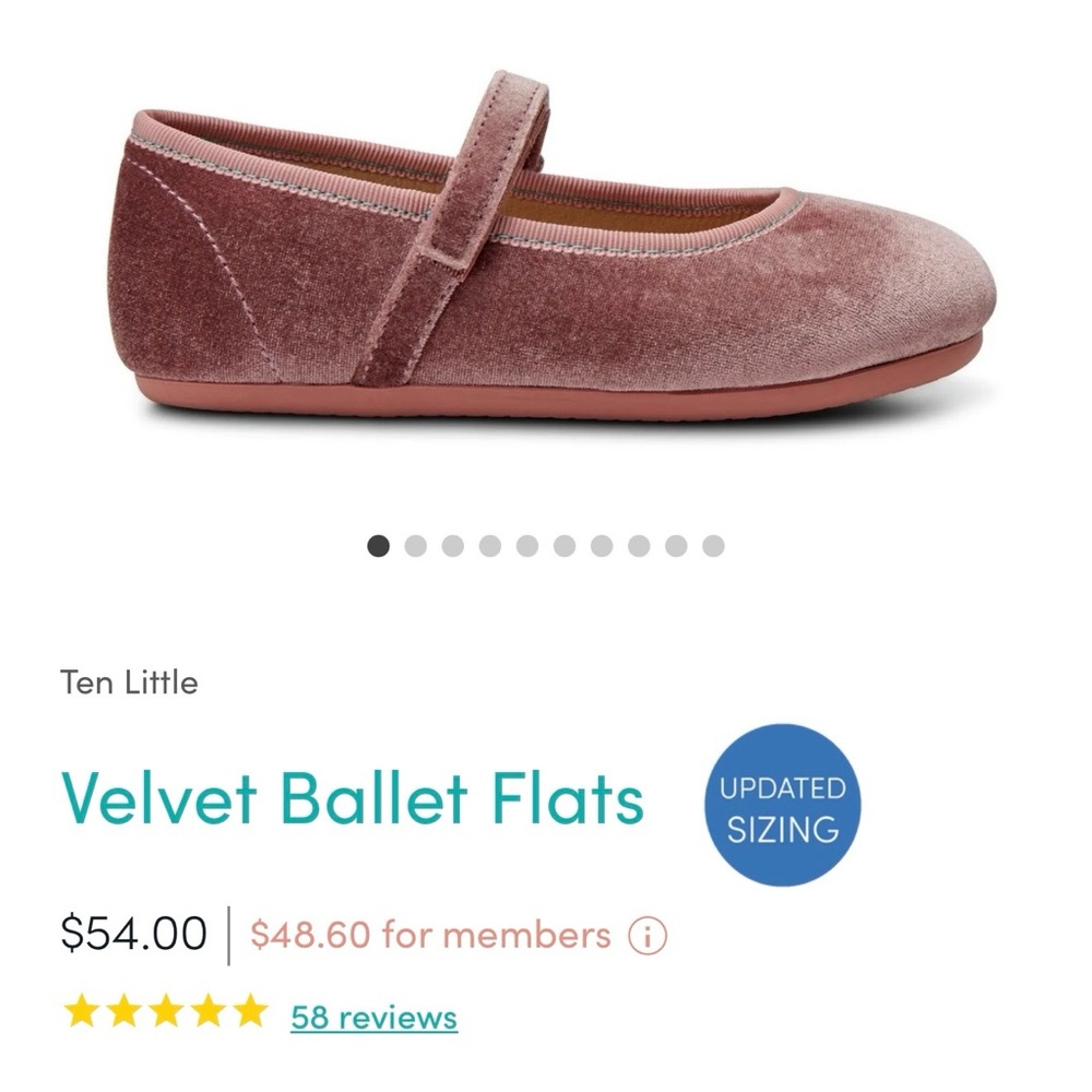 Ten Little Velvet Ballet Flats for Kids — Dusty Rose